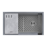 Ruvati 33-inch Undermount Workstation Granite Composite Kitchen Sink Urban Gray – RVG2302UG