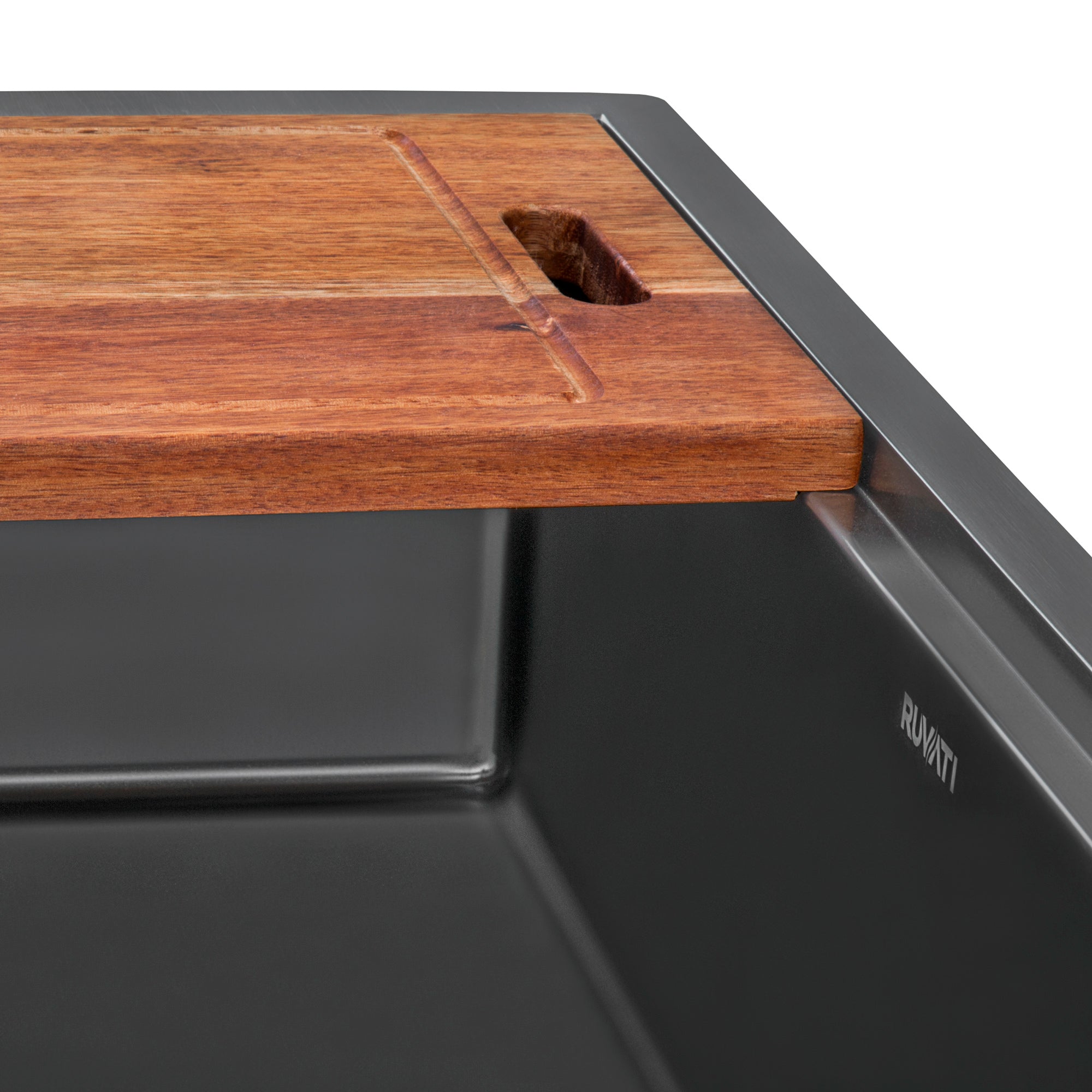 Ruvati 33 inch Gunmetal Black Stainless Steel Workstation Drop-in Topmount Kitchen Sink Single Bowl – RVH5003BL