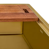 Ruvati 33 inch Polished Brass Matte Gold Workstation Drop-in Topmount Kitchen Sink Single Bowl – RVH5003GG