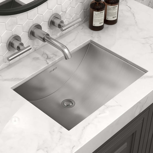 Ruvati 18″ x 12″ Brushed Stainless Steel Rectangular Bathroom Sink Undermount – RVH6110