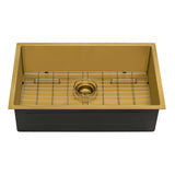 Ruvati 27-inch Undermount Satin Brass Matte Gold Stainless Steel Kitchen Sink 16 Gauge Single Bowl – RVH6127GG