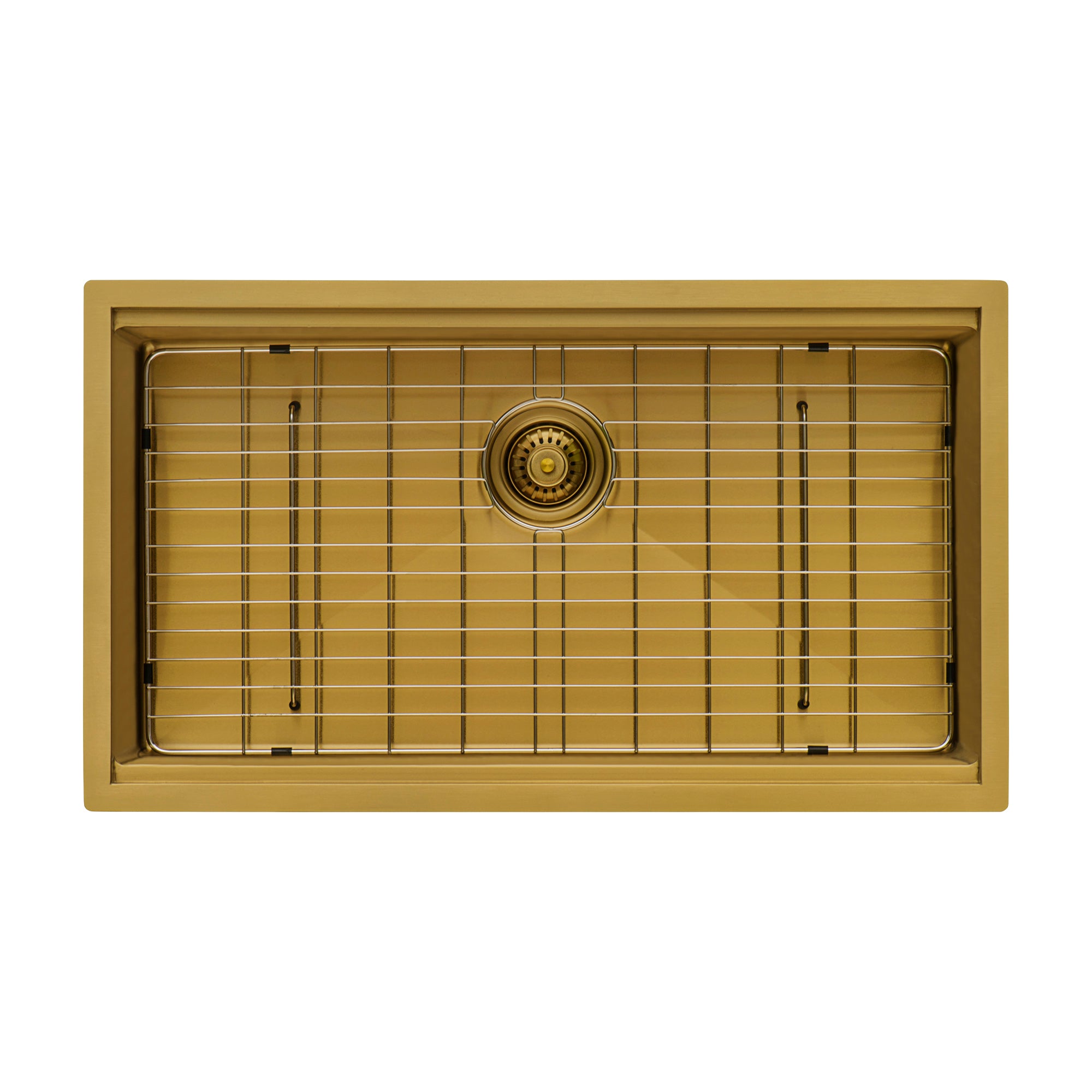 Ruvati 33 inch Polished Brass Matte Gold Workstation Undermount Kitchen Sink Single Bowl – RVH6533GG