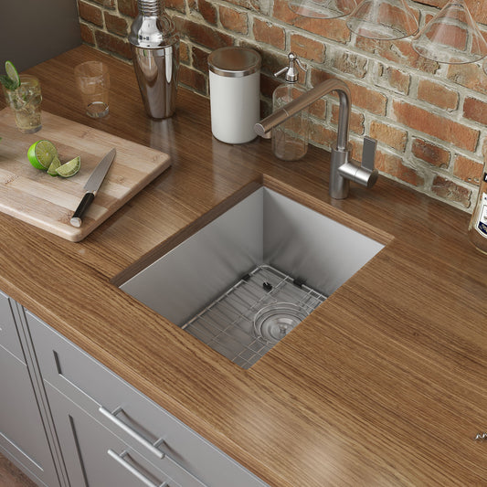 14-inch Undermount 16 Gauge Zero Raduis Bar Prep Kitchen Sink Stainless Steel Single Bowl
