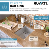 Ruvati 12 inch Undermount Bar Prep Tight Raduis 16 Gauge Kitchen Sink Stainless Steel Single Bowl – RVH7112