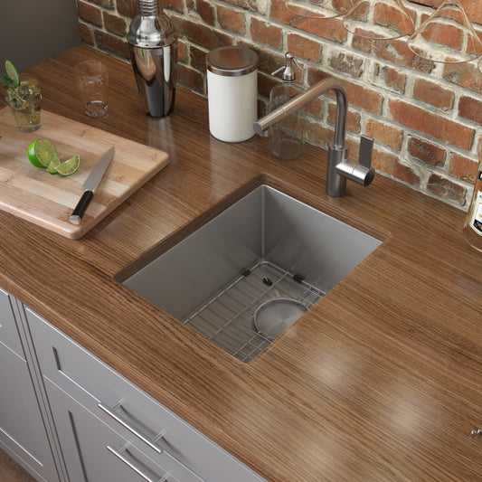 16 x 18 inch Undermount Bar Prep Tight Raduis 16 Gauge Kitchen Sink Stainless Steel Single Bowl
