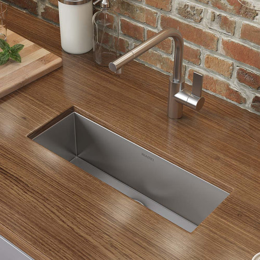 23″ x 8″ Bar Prep Sink Narrow Trough Undermount 16 Gauge Stainless Steel Single Bowl
