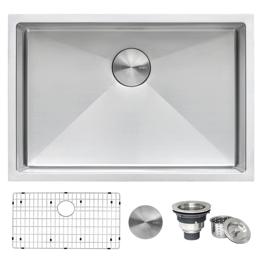 28-inch Undermount 16 Gauge Tight Radius Stainless Steel Kitchen Sink Single Bowl