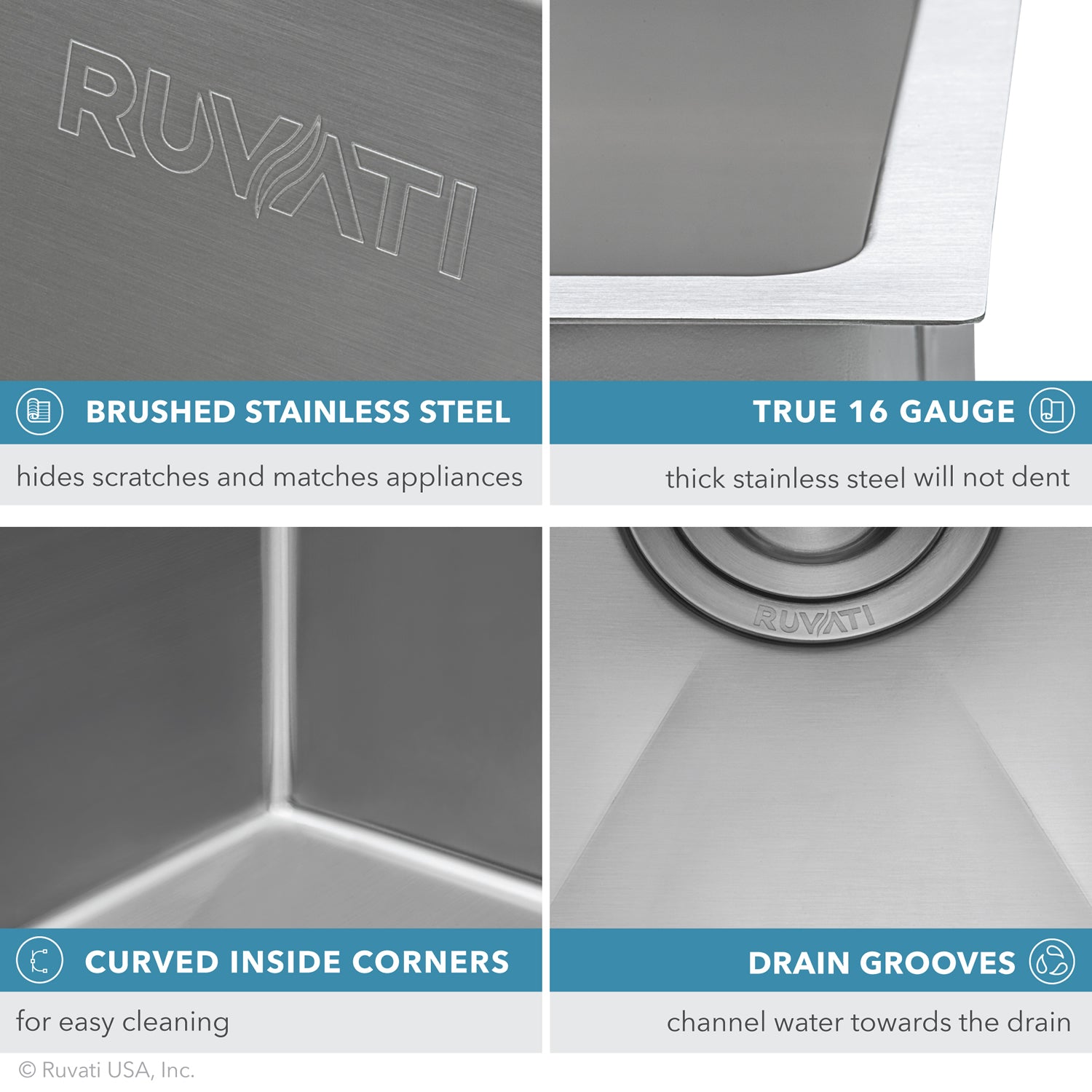 Ruvati 36-inch Low-Divide Undermount 60/40 Double Bowl 16 Gauge Stainless Steel Kitchen Sink – RVH7417