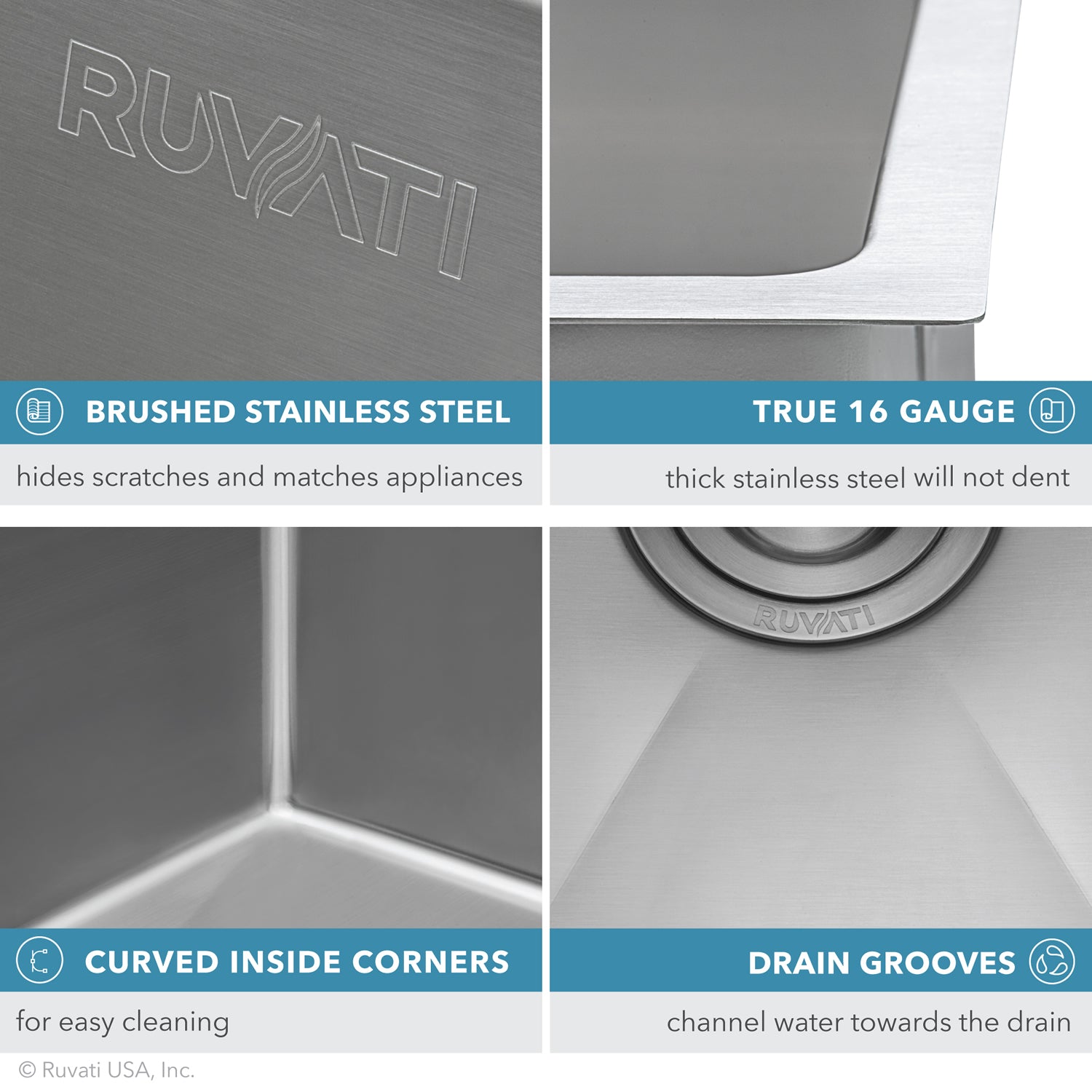 Ruvati 35-inch Undermount 16 Gauge Rounded Corners Large Kitchen Sink Stainless Steel Single Bowl – RVH7466