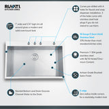 33 x 22 inch Drop-in Topmount 16 Gauge Zero Radius Stainless Steel Kitchen Sink Single Bowl