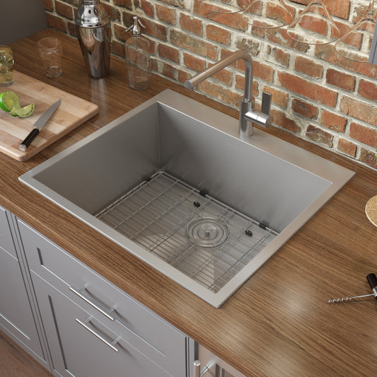 25″ Drop-in Topmount 16 Gauge Stainless Steel Single Bowl Kitchen Sink