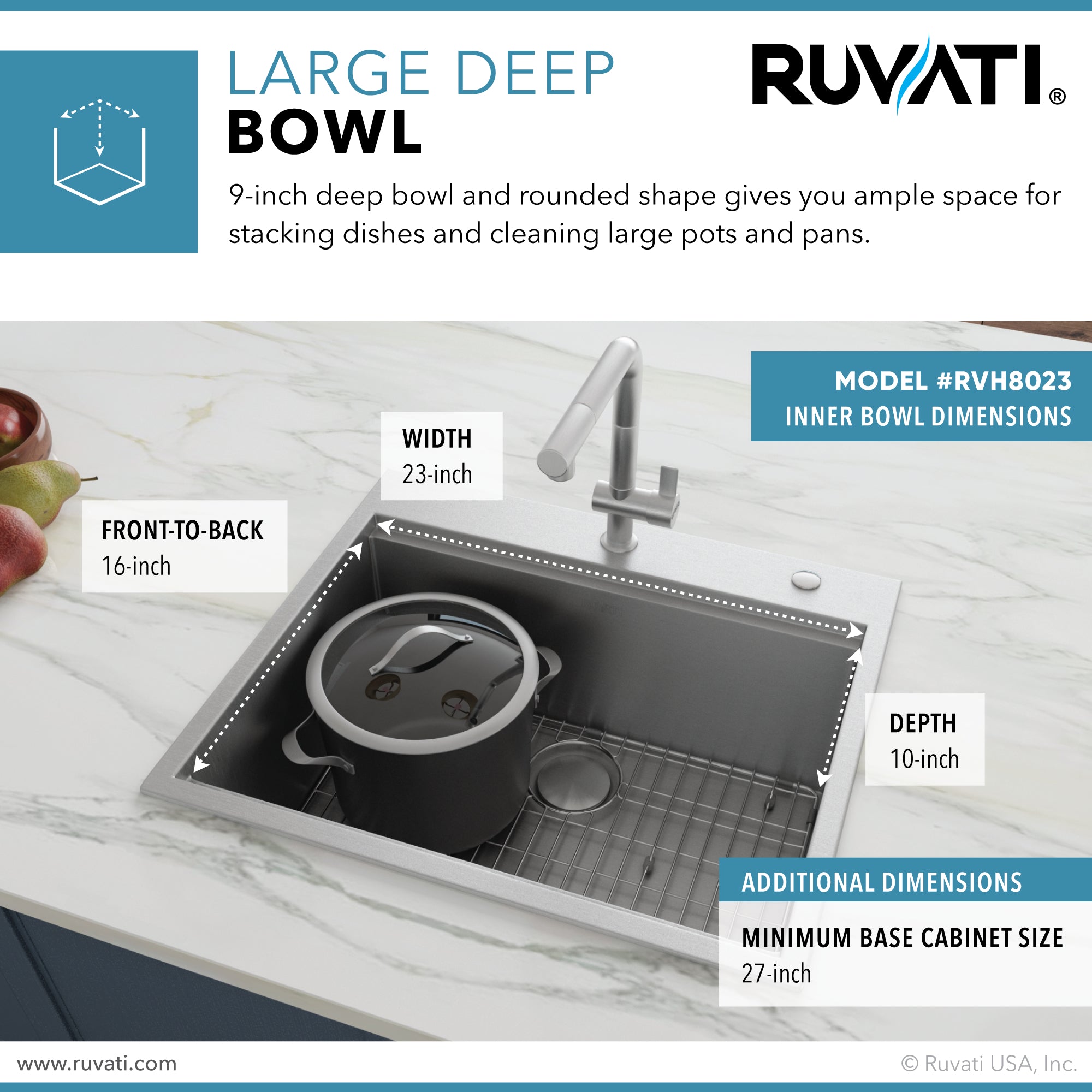 25 x 22 inch Workstation Drop-in Tight Radius Topmount 16 Gauge Stainless Steel Ledge Kitchen Sink Single Bowl