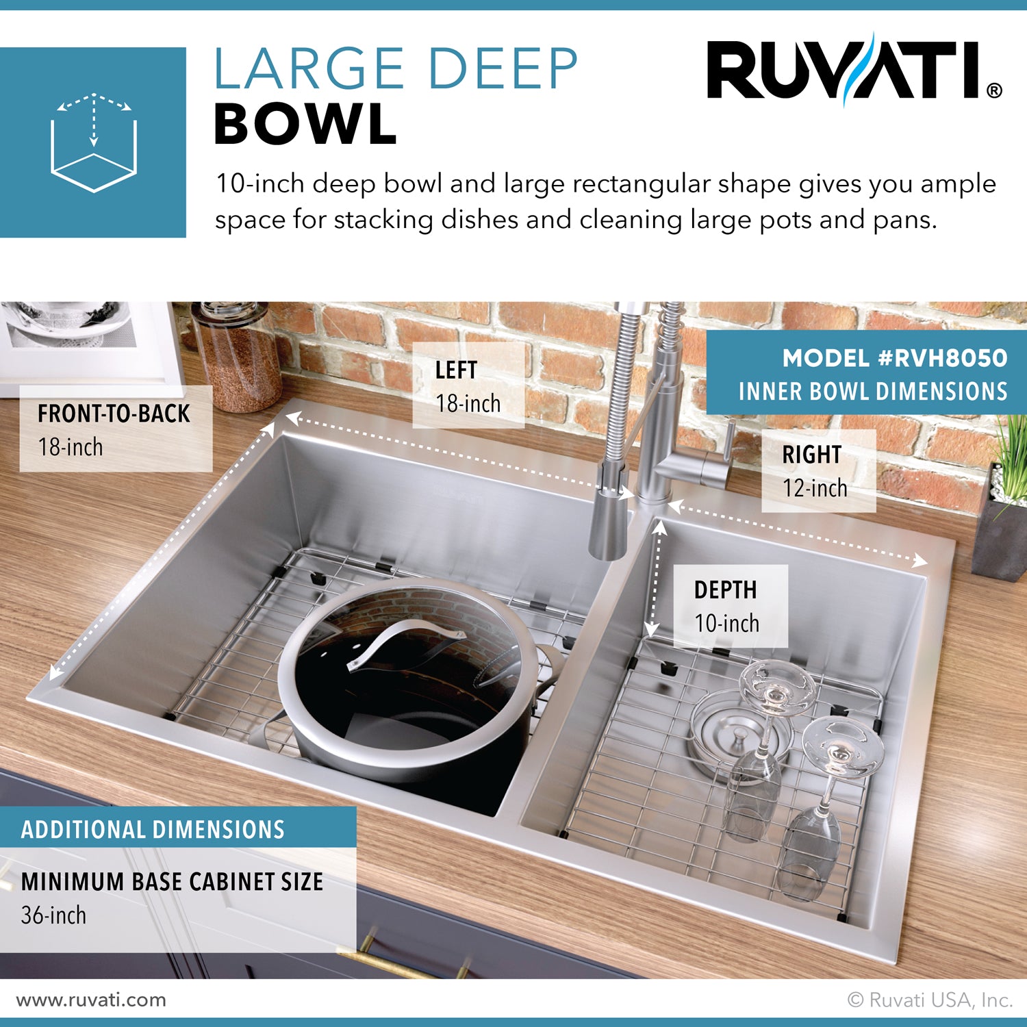 33 x 22 inch Drop-in 60/40 Double Bowl 16 Gauge Zero Radius Topmount Stainless Steel Kitchen Sink