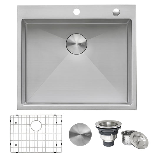 Ruvati 21 inch Drop-in Topmount Rounded 16 Gauge Stainless Steel Kitchen Sink Single Bowl – RVH8071