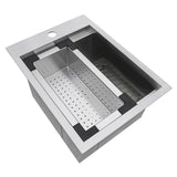15 x 20 inch Workstation Drop-in Topmount Bar Prep RV Sink 16 Gauge Stainless Steel