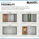 Ruvati 36-inch Workstation 60/40 Double Bowl Undermount 16 Gauge Stainless Steel Kitchen Sink – RVH8359