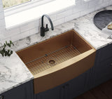 30-inch Apron-Front Farmhouse Kitchen Sink – Copper Tone Matte Bronze Stainless Steel Single Bowl