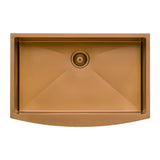 30-inch Apron-Front Farmhouse Kitchen Sink – Copper Tone Matte Bronze Stainless Steel Single Bowl