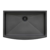 33-inch Apron-Front Farmhouse Kitchen Sink – Gunmetal Black Matte Stainless Steel Single Bowl