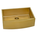 33-inch Apron-Front Farmhouse Kitchen Sink – Brass Tone Matte Gold Stainless Steel Single Bowl