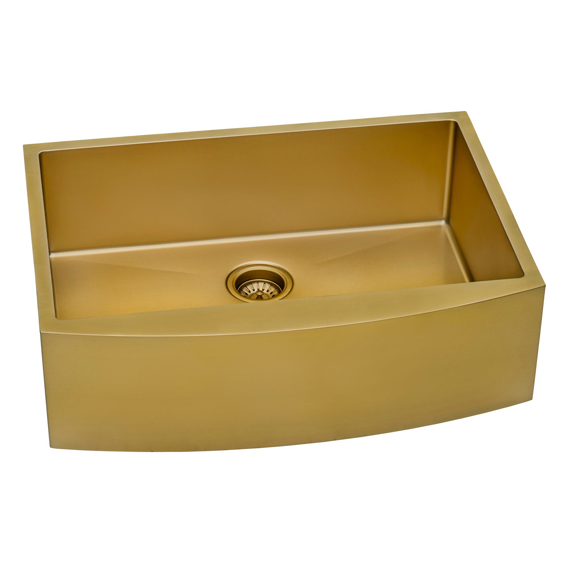 36-inch Apron-Front Farmhouse Kitchen Sink – Brass Tone Matte Gold Stainless Steel Single Bowl