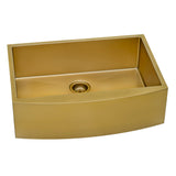 36-inch Apron-Front Farmhouse Kitchen Sink – Brass Tone Matte Gold Stainless Steel Single Bowl