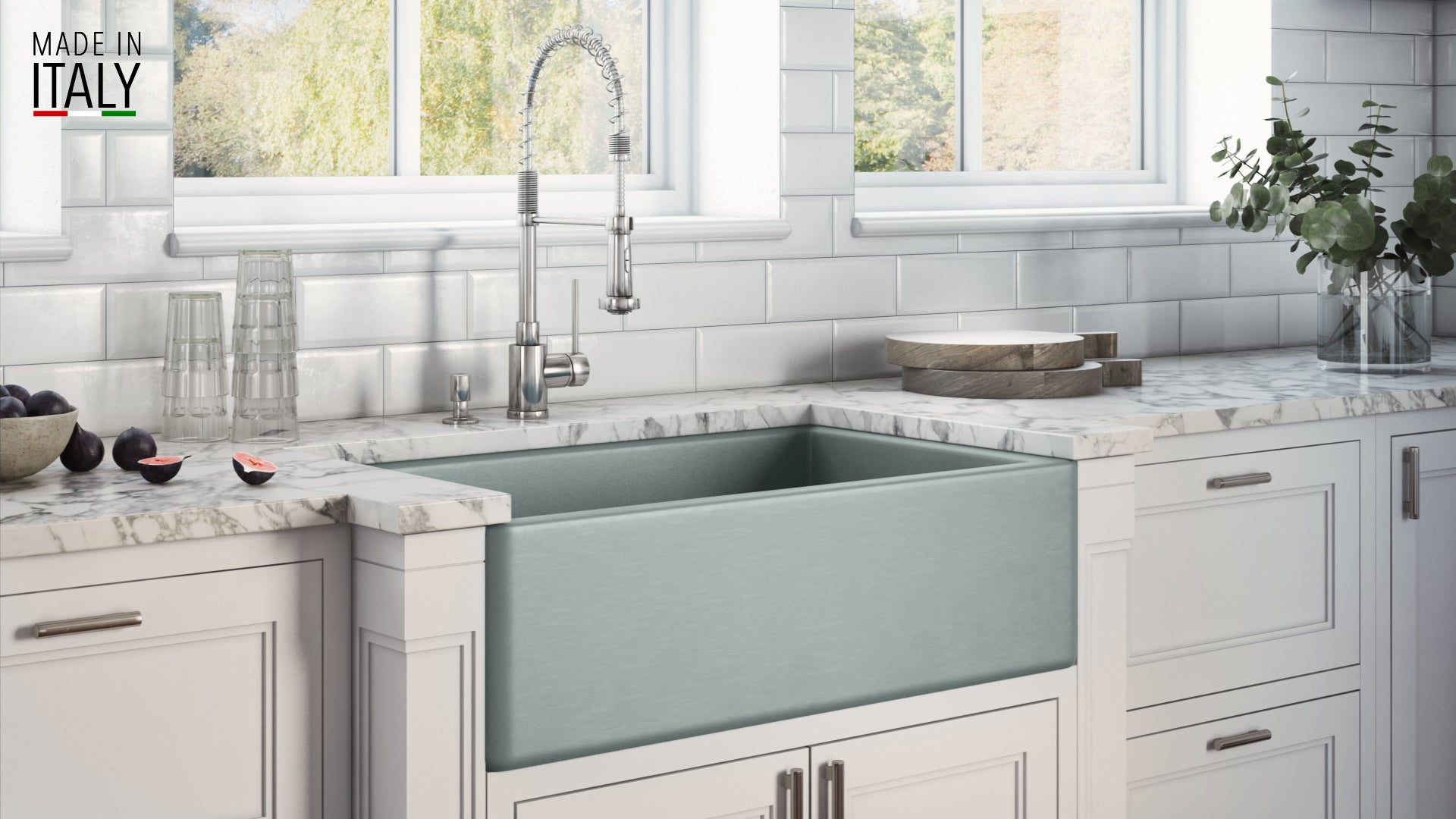 30 x 20 inch Fireclay Reversible Farmhouse Apron-Front Kitchen Sink Single Bowl – Horizon Gray