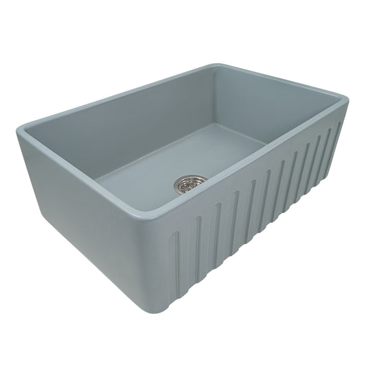 33 x 20 inch Fireclay Reversible Farmhouse Apron-Front Kitchen Sink Single Bowl – Horizon Gray