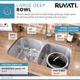 32-inch Undermount 50/50 Double Bowl 16 Gauge Stainless Steel Kitchen Sink