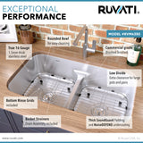 32-inch Low-Divide 50/50 Double Bowl Undermount 16 Gauge Stainless Steel Kitchen Sink