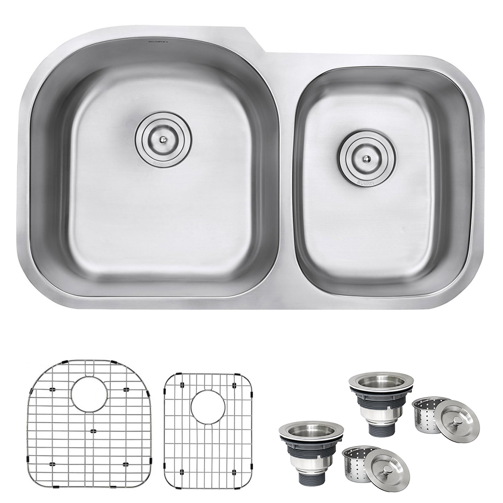 34-inch Undermount 60/40 Double Bowl 16 Gauge Stainless Steel Kitchen Sink