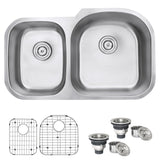 34-inch Undermount 40/60 Double Bowl 16 Gauge Stainless Steel Kitchen Sink