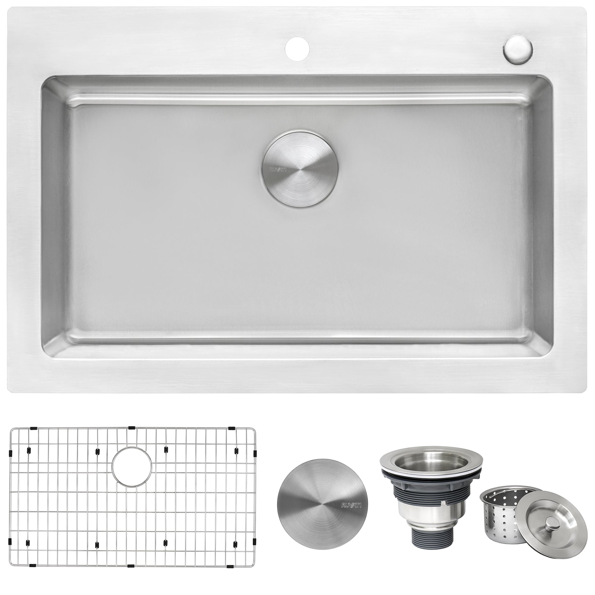 33 x 22 inch Drop-in Topmount Kitchen Sink 16 Gauge Stainless Steel Single Bowl