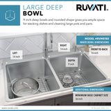 33 x 22 inch Drop-in Topmount Kitchen Sink 16 Gauge Stainless Steel 50/50 Double Bowl