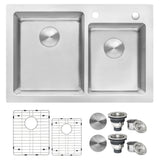 33 x 22 inch Drop-in Topmount Kitchen Sink 16 Gauge Stainless Steel 60/40 Double Bowl