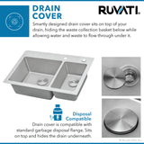 33 x 22 inch Drop-in Topmount Kitchen Sink 16 Gauge Stainless Steel 70/30 Double Bowl