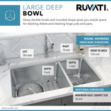 32-inch Undermount Kitchen Sink 70/30 Double Bowl 16 Gauge Stainless Steel