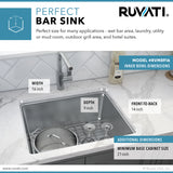 18-inch Undermount Bar Prep Kitchen Sink 16 Gauge Stainless Steel Single Bowl