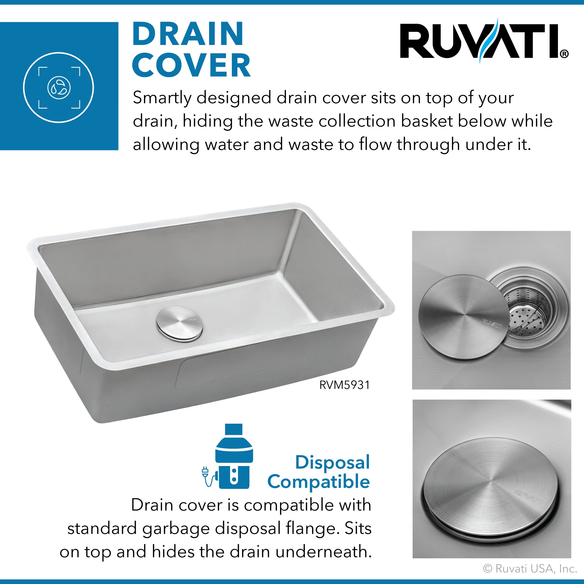 31-inch Undermount Kitchen Sink 16 Gauge Stainless Steel Single Bowl