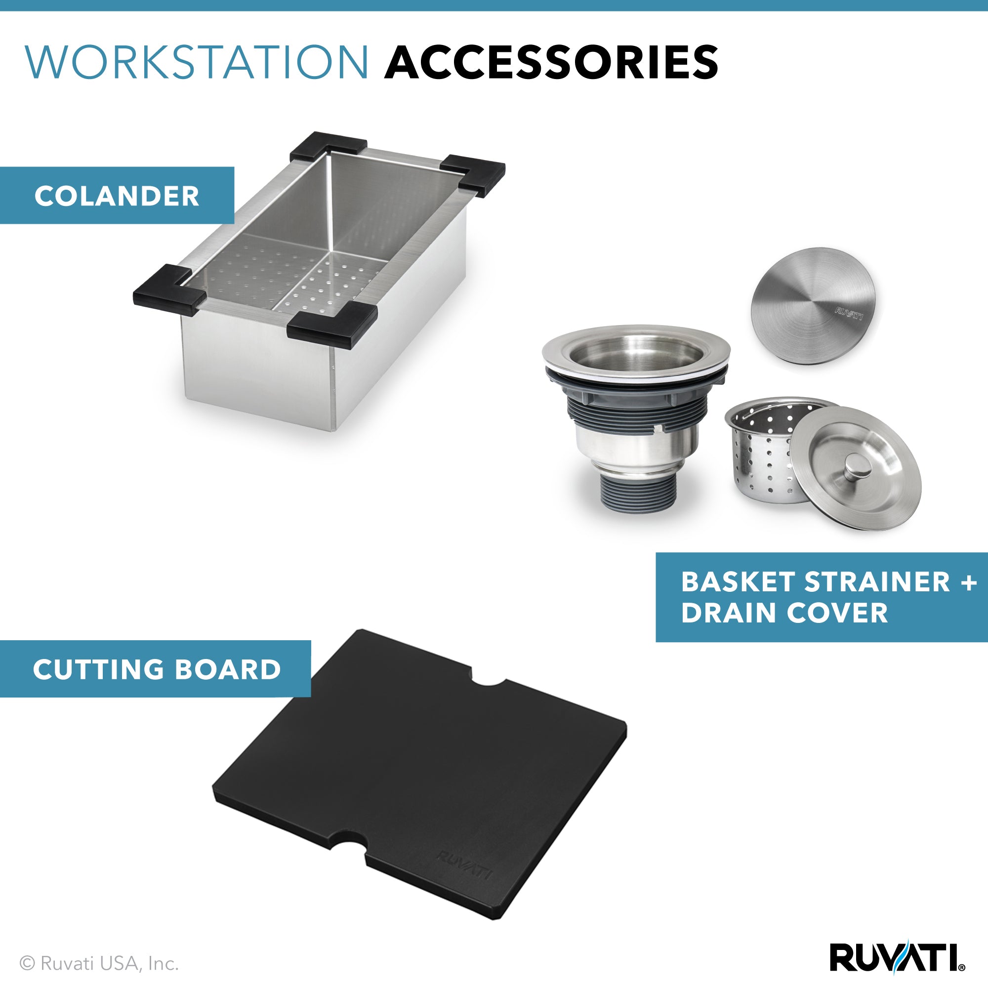 Ruvati 21 x 20 inch Outdoor Workstation Sink T-316 Marine Grade Topmount Stainless Steel BBQ – RVQ5221