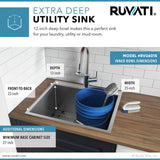 Topmount Laundry Utility Sink 25″ x 22″ x 12″ Tight Radius Deep 16 Gauge Stainless Steel – RVU6015