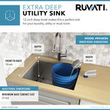 24″ x 18″ x 13″ Deep Laundry Utility Sink Undermount 16 Gauge Stainless Steel – RVU6124