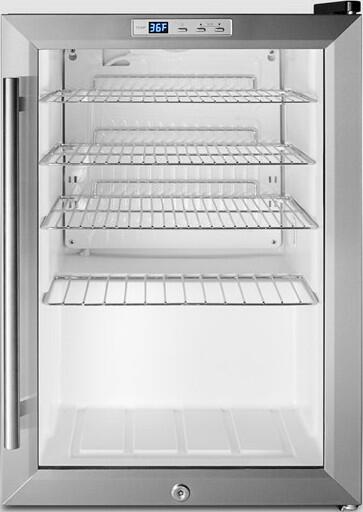Summit - 17 Inch Commercial Compact Beverage Cooler with 2.5 cu. ft. Capacity, Double Pane Tempered Glass Door, Automatic Defrost, Factory Installed Lock and Interior LED Lighting | [SCR312L]
