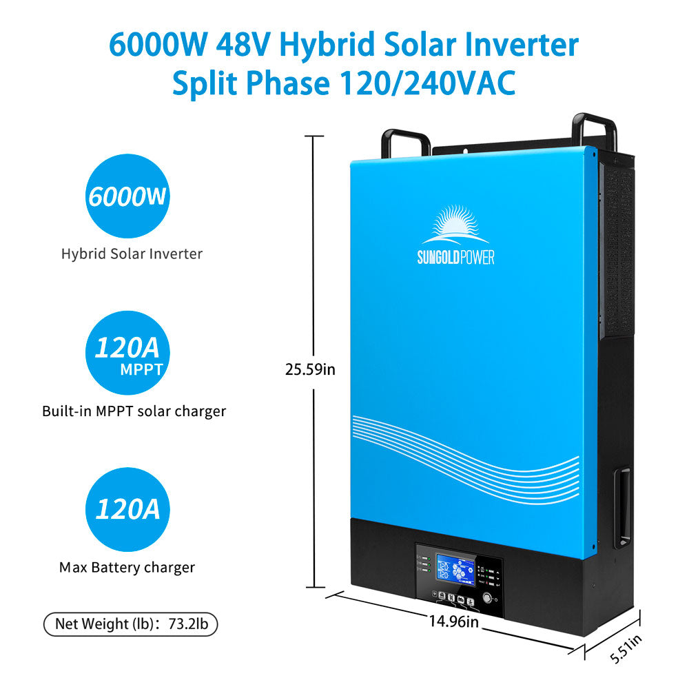 SunGold Power - 6000w 48v Hybrid Split Phase Inverter | SG6K48HSPI