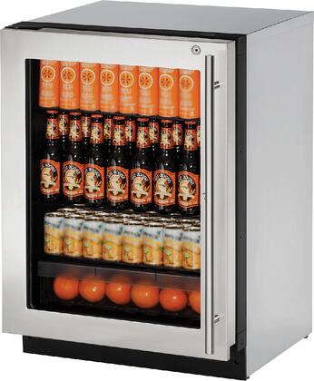 U-Line | Glass Refrigerator 24" Lock Left Hinge Stainless Frame 115v | 2000 Series | U-2224RGLS-15B