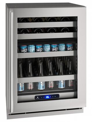 U-Line | Beverage Center 24" Dual Zone Lock Right Hinge Stainless Frame 115v | 5 Class | UHBD524-SG41A