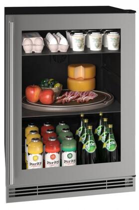 U-Line | Glass Refrigerator 24" Reversible Hinge Stainless Frame 115v BrightShield | 1 Class | UHRE124-SG81A