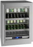 U-Line | Glass Refrigerator 24" Reversible Hinge Stainless Frame 115v BrightShield | 5 Class | UHRE524-SG81A