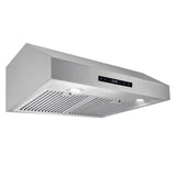 Cosmo - UMC30 Under Cabinet Stainless Steel Range Hood with LED Light, 380 CFM, Permanent Filter, Convertible from Ducted to Ductless (Kit Not Included), 30 in., Stainless Steel | UMC30