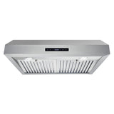Cosmo - UMC30 Under Cabinet Stainless Steel Range Hood with LED Light, 380 CFM, Permanent Filter, Convertible from Ducted to Ductless (Kit Not Included), 30 in., Stainless Steel | UMC30